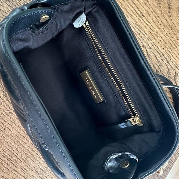 NWT! Tory Burch Fleming Frame Bag -Quilted Crossbody Bag - Small Black Lamb Skin - Picture 8 of 9